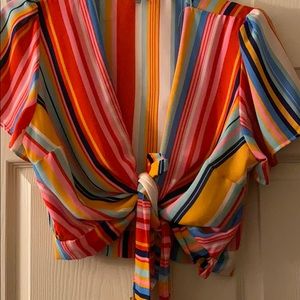 Crop Tied Colorful Shirt